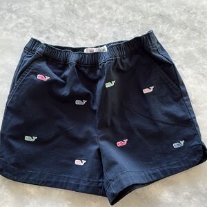 Vineyard Vines Navy Kids Shorts with Logo Whale Embroidery • XS
